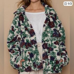 POL Multicolor Floral Teddy Jacket New